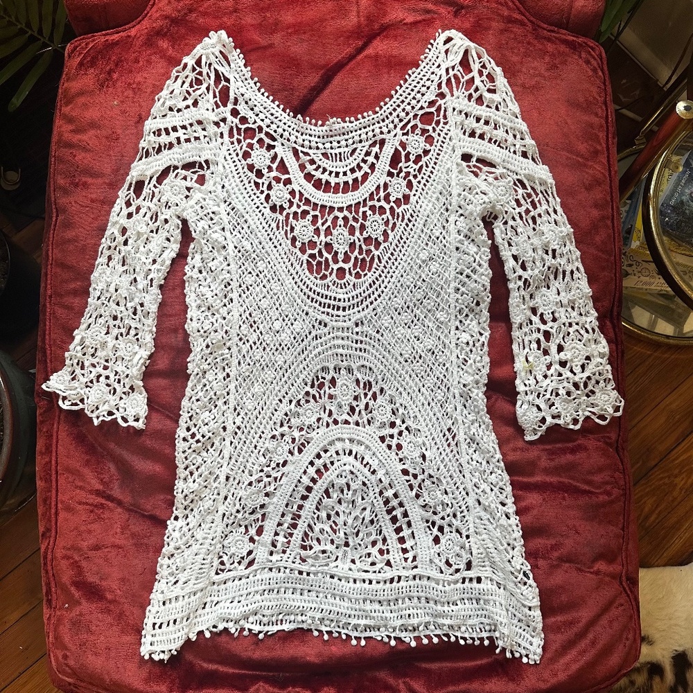 Crochet White Beach Coverup